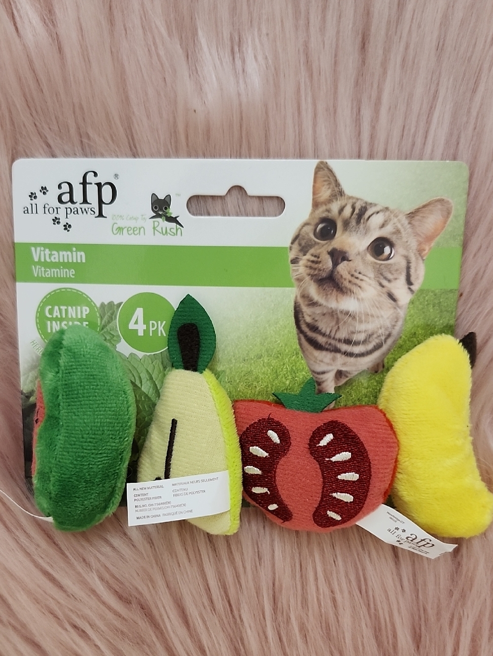 Brand New AFP GREEN RUSH "VITAMIN" CATNIP Cat Toy-4PK